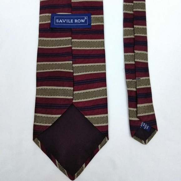 Savile Row Red & Blue Striped 100% Silk Tie - Picture 3 of 6
